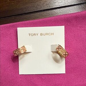 Tory Burch Gold and Pink Geometric Earrings